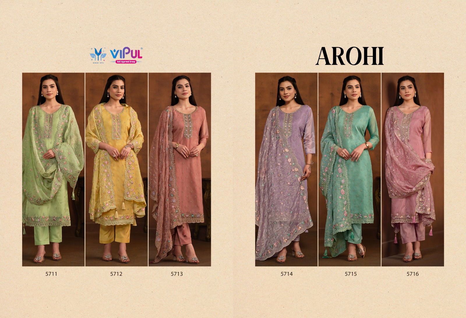 Arohi By Vipul Organza Embroidery Salwar Kameez Wholesale Price In Surat